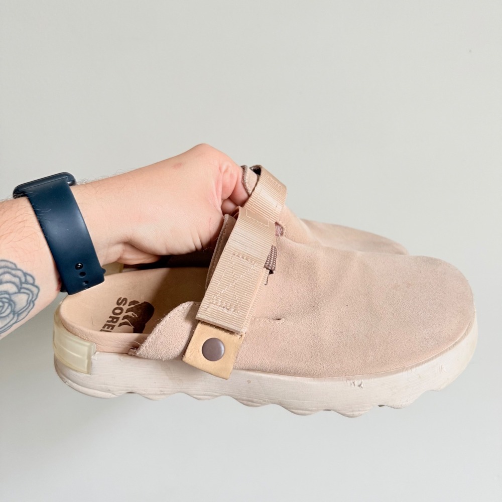 Sorel Kinetic Impact II Mule Tan Suede Slip On Shoes NL4971-260 Womens 8.5